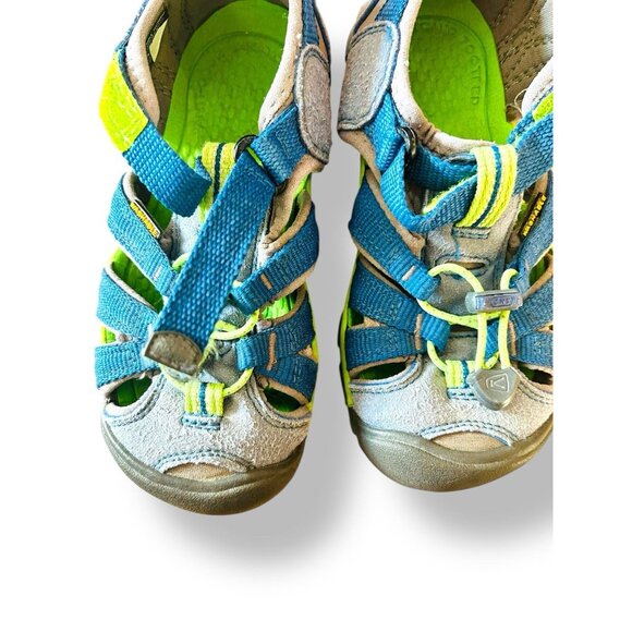 KEEN Shoes Boys Size 12 Blue Green Gray Adjustable Washable Closed Toe Sandals - Picture 6 of 11